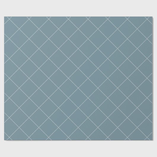 Dashed Diamond Grid Geometric Slate Blue Cadeaupapier (Vlak)