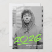 Dashed Lime Green Class of 2025 Foto Afstuderen Aankondiging (Voorkant)