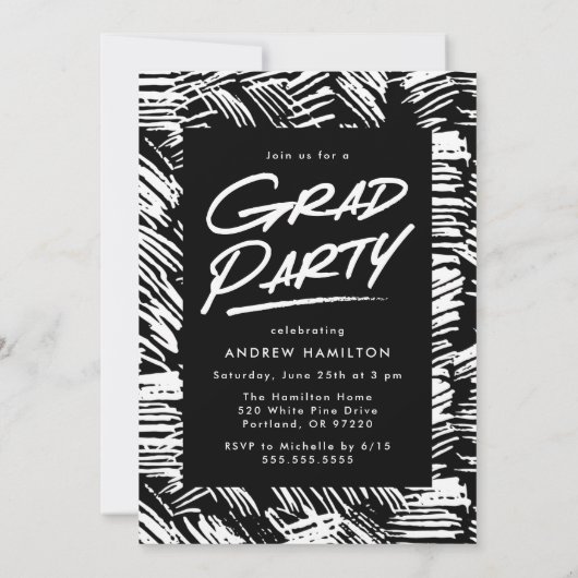 Dashed Photo Graduation Party Kaart (Achterkant)