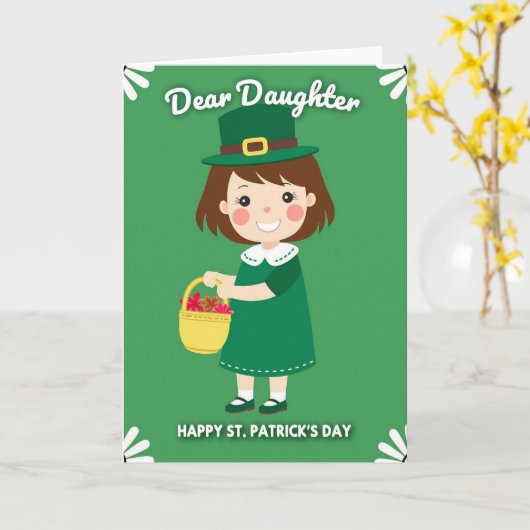 Dashed Trim St Patricks Day Card Kaart (Gele Bloem)