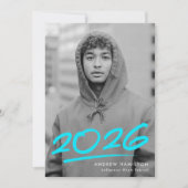 Dashed Turquoise Klasse van 2025 Foto Afstuderen Aankondiging (Voorkant)