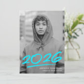 Dashed Turquoise Klasse van 2025 Foto Afstuderen Aankondiging (Staand voorkant)