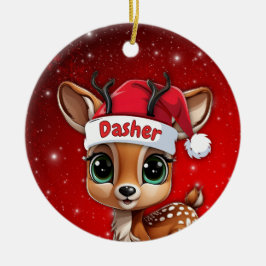 Dasher Baby Deer, Fawn, Doe, Reindeer🦌 🎄 Keramisch Ornament