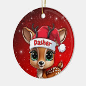 Dasher Baby Deer, Fawn, Doe, Reindeer🦌 🎄 Keramisch Ornament (Links)