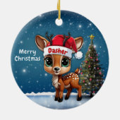 Dasher Baby Deer, Fawn, Doe, Reindeer🦌 🎄 Keramisch Ornament (Achterkant)