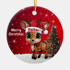 Dasher Baby Deer, Fawn, Doe, Reindeer🦌 🎄 Keramisch Ornament