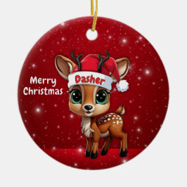 Dasher Baby Deer, Fawn, Doe, Reindeer🦌 🎄 Keramisch Ornament