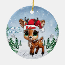 Dasher Baby Deer, Fawn, Doe, Reindeer 🦌🎄 Keramisch Ornament