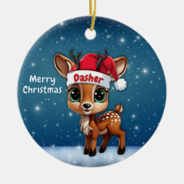 Dasher Baby Deer, Fawn, Doe, Reindeer🦌 🎄 Keramisch Ornament