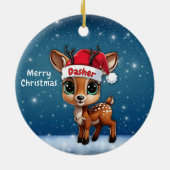 Dasher Baby Deer, Fawn, Doe, Reindeer🦌 🎄 Keramisch Ornament (Achterkant)