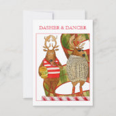 DASHER DANCER 3.5x5 Platte kerst Kaart (Voorkant)