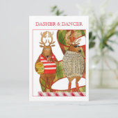 DASHER DANCER 3.5x5 Platte kerst Kaart (Staand voorkant)