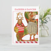 DASHER DANCER 5x7 Platte Kerst Kaart (Staand voorkant)