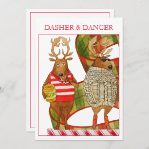 DASHER DANCER 5x7 Platte Kerst Kaart