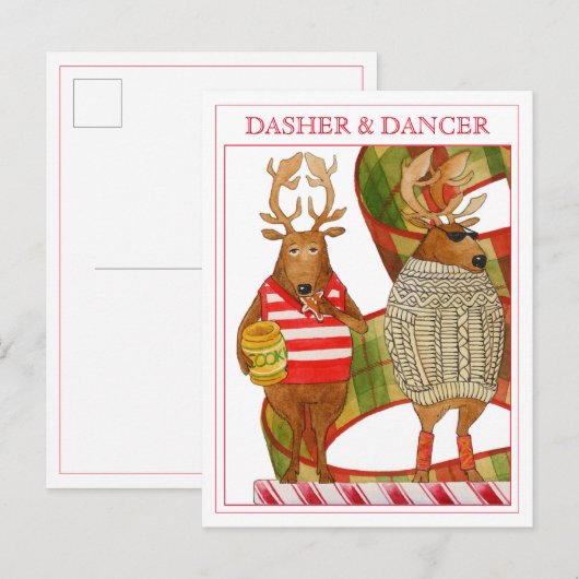 DASHER DANCER Ansichtkaart Feestdagenkaart (Voorkant / Achterkant)