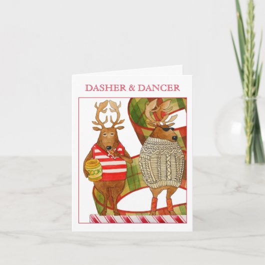 DASHER DANCER Christmas Note Kaart (Voorkant)