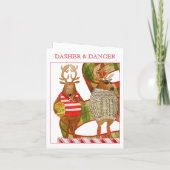 DASHER DANCER Christmas Note Kaart (Achterkant)