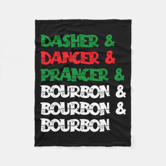 Dasher Dancer Prancer &amp; Bourbon Christmas Funn Fleece Deken (Voorkant)