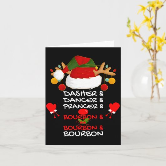 Dasher Dancer Prancer &amp; Bourbon Christmas Holi Kaart (Gele Bloem)