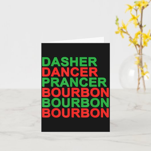 Dasher Dancer Prancer &amp; Bourbon Christmas Holi Kaart (Gele Bloem)