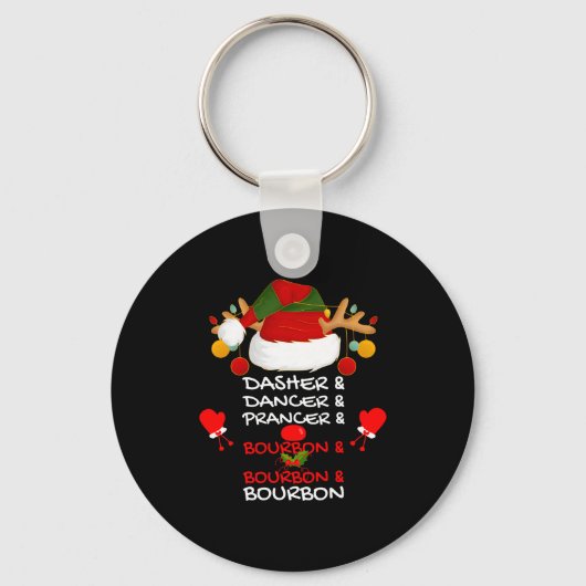 Dasher Dancer Prancer &amp; Bourbon Christmas Holi Sleutelhanger (Voorkant)