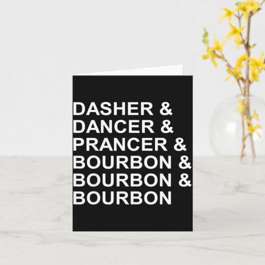 Dasher Dancer Prancer &amp; Bourbon Grappige Kerst Kaart (Gele Bloem)