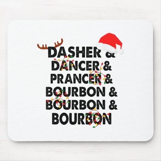 Dasher Dancer Prancer &amp; Bourbon Kerst Holi Muismat (Voorkant)