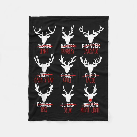Dasher Dancer Prancer &amp; Bourbon Kerst Viering Fleece Deken (Voorkant)