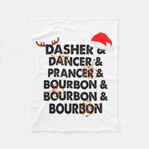 Dasher Dancer Prancer & Bourbon Kerstmis Fleece Deken