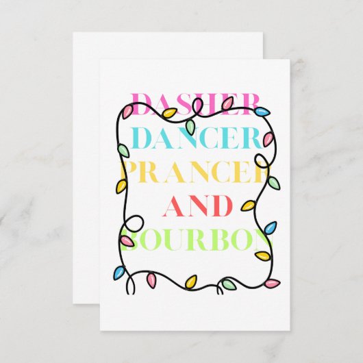 Dasher Dancer Prancer and Bourbon Bedankkaart (Voorkant / Achterkant)