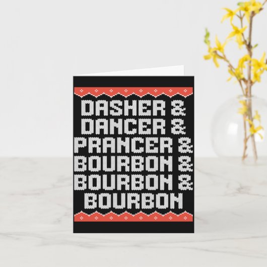 Dasher Dancer Prancer And Bourbon Christmas Holida Kaart (Gele Bloem)