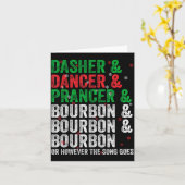 Dasher Dancer Prancer And Bourbon Christmas Xmas H Kaart (Gele Bloem)