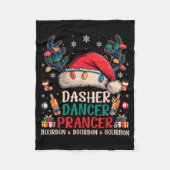 Dasher Dancer Prancer And Bourbon Funny Christmas Fleece Deken (Voorkant)