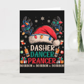 Dasher Dancer Prancer And Bourbon Funny Christmas Kaart (Voorkant)