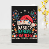 Dasher Dancer Prancer And Bourbon Funny Christmas Kaart (Gele Bloem)