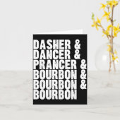 Dasher Dancer Prancer And Bourbon Whiskey Funny Ch Kaart (Gele Bloem)