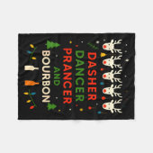 Dasher Dancer Prancer Bourbon Christmas Funny Holi Fleece Deken (Voorkant (Horizontaal))