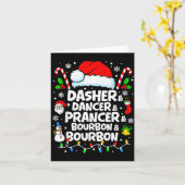 Dasher Dancer Prancer Bourbon Funny Christmas Sant Kaart (Gele Bloem)