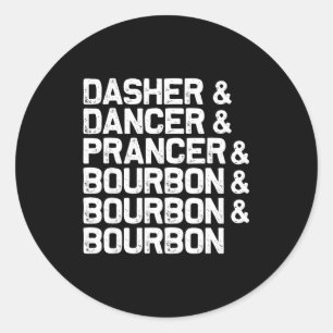 Dasher Dancer Prancer Bourbon Grappig Kerstman San Ronde Sticker