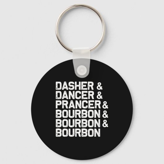 Dasher Dancer Prancer Bourbon Grappig Kerstman San Sleutelhanger (Voorkant)