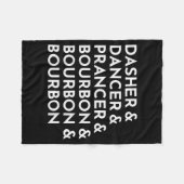 Dasher Dancer Prancer & Bourbon Kerst Holi Fleece Deken (Voorkant (Horizontaal))