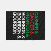 Dasher Dancer Prancer Bourbon Kerst Misstig Holi Fleece Deken (Voorkant (Horizontaal))