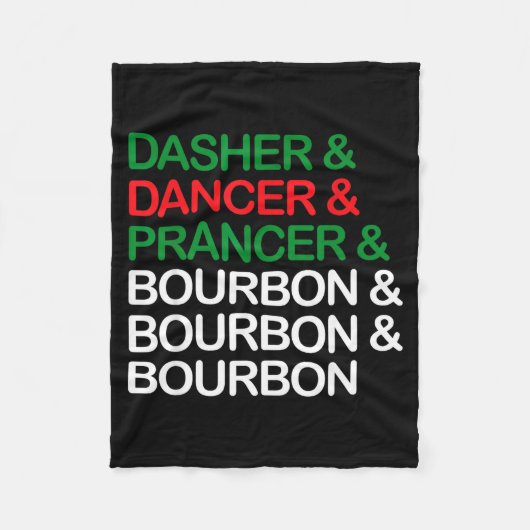 Dasher Dancer Prancer Bourbon Kerst Misstig Holi Fleece Deken (Voorkant)
