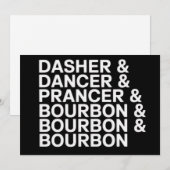 Dasher Dancer Prancer & Bourbon Kerst Vakantie Feestdagenkaart (Voorkant / Achterkant)
