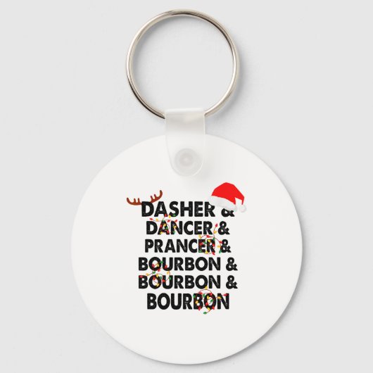 Dasher Dancer Prancer & Bourbon Kerst Viering Sleutelhanger (Voorkant)