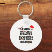 Dasher Dancer Prancer & Bourbon Kerst Viering Sleutelhanger (Voorkant)