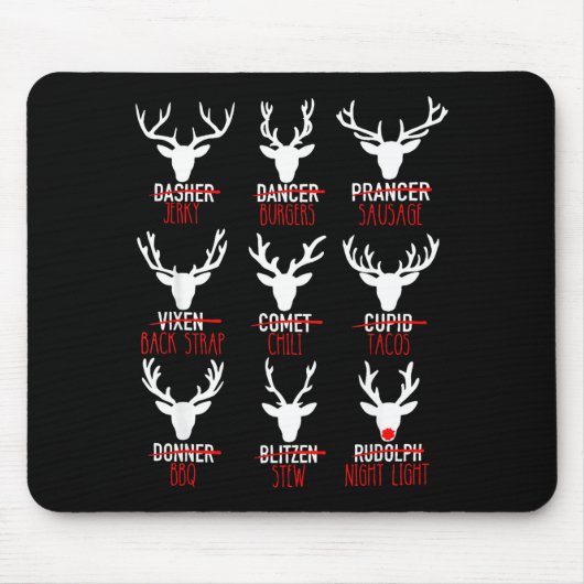 Dasher Dancer Prancer & Bourbon Kerstmis Muismat (Voorkant)