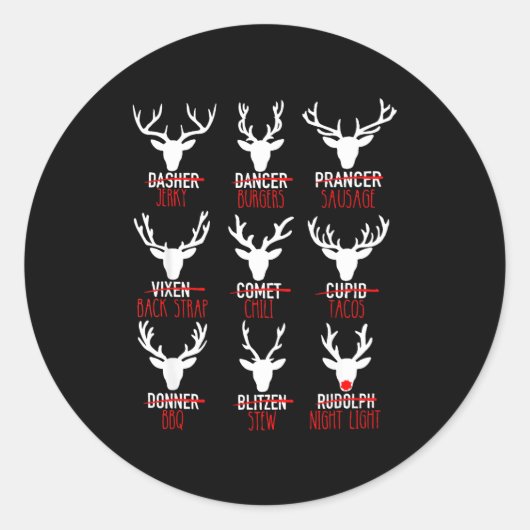 Dasher Dancer Prancer & Bourbon Kerstmis Ronde Sticker (Voorkant)