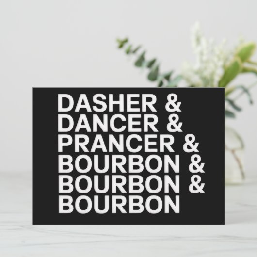 Dasher Dancer Prancer & Bourbon Kerstvakantie  Feestdagenkaart (Staand voorkant)