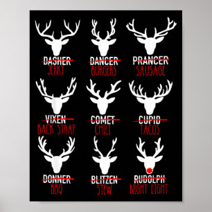 Dasher Dancer Prancer & Bourbon Kerstviering Poster